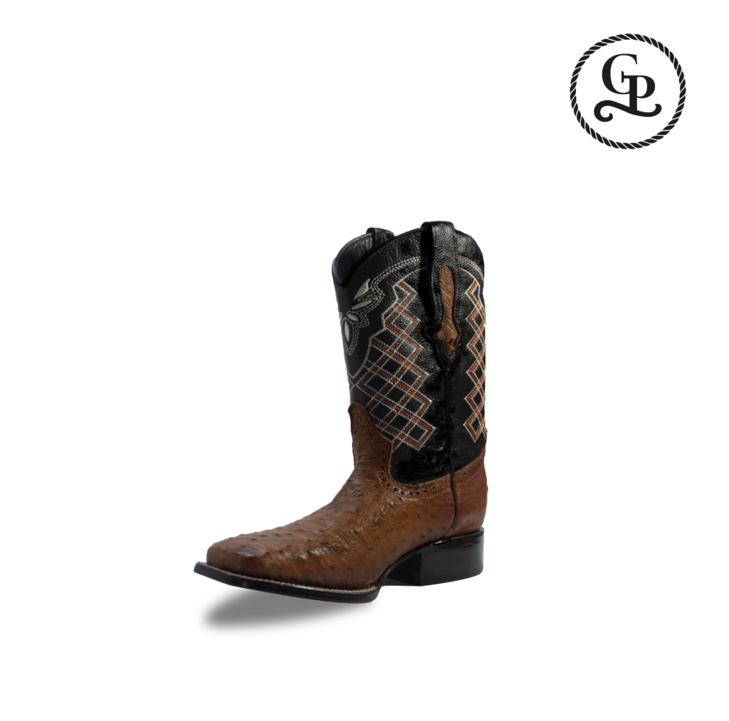 Bota vaquera horma bulldog piel panza de avestruz exótico
