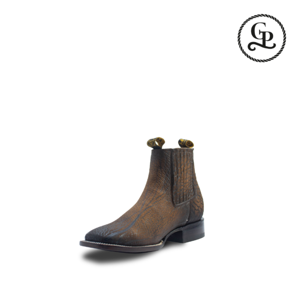 Botín vaquero horma bulldog piel cuello de toro color miel sombreado