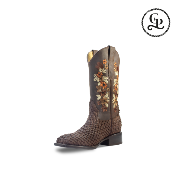 Bota para dama estilo micho horma bulldog piel tejido vacuno