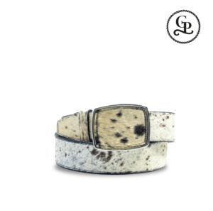 Cinturón caballero estilo cuadra pelo res color pinto