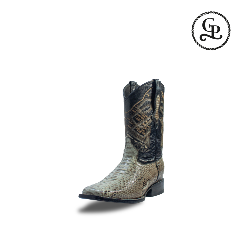 Bota vaquera horma bulldog piel pitón exótico