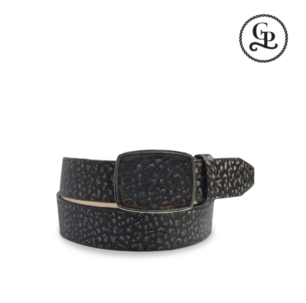 Cinturón caballero corte vaquero piel cuello de toro color negro