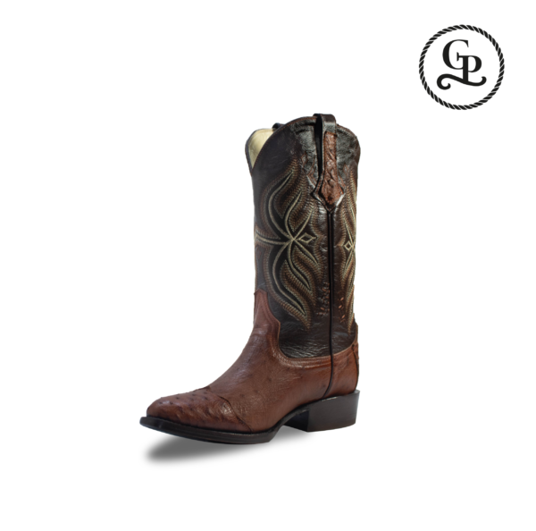 Bota caballero horma oval piel avestruz exótica puntera