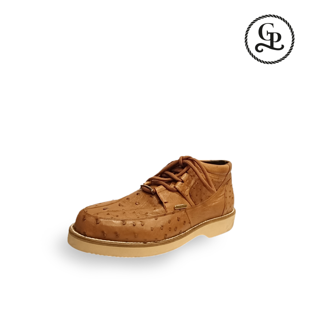 Zapato color cognac, para Caballero, piel avestruz exótica