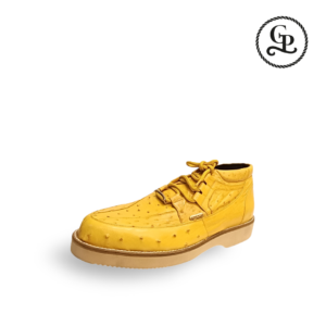 Zapato color mantequilla, para Caballero, piel avestruz exótica