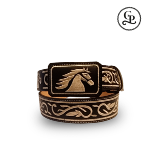 cinturon piteado caballero_03_01 Cinturón para caballero piteado replica figura Caballo color negro