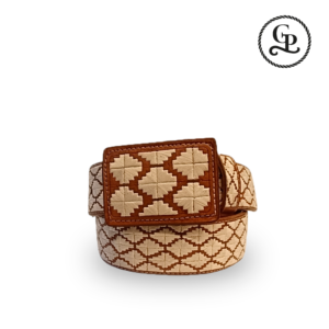 Cinturón para caballero artesanal bordado a mano en pita de maguey color miel