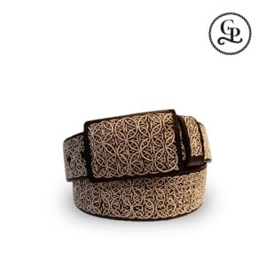 Cinturón para caballero artesanal bordado a mano en pita de maguey figura aros color negro