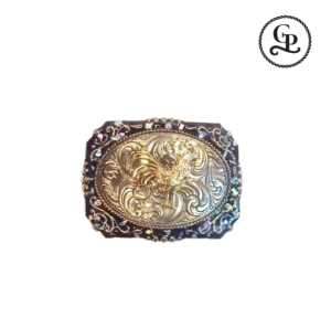 h-02-01-01 Hebilla unisex figura gallo color negro