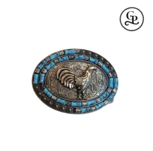 h-05-01-01 Hebilla unisex figura Gallo color niquel azul