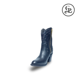 Bota vaquera para dama estilo virginia bot, piel vacuno, color negro